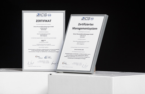 Simon Industriedienstleistung :: Zertifikate Simon Industriedienstleistung :: Zertifikate